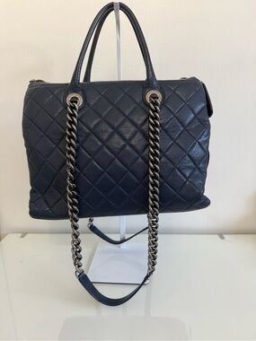 Chanel 31 RUE Cambon Navy Goatskin with Ruthenium Chain Straps Handbag